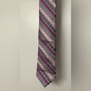 Silk Tie- pristine condition Pink and Grey